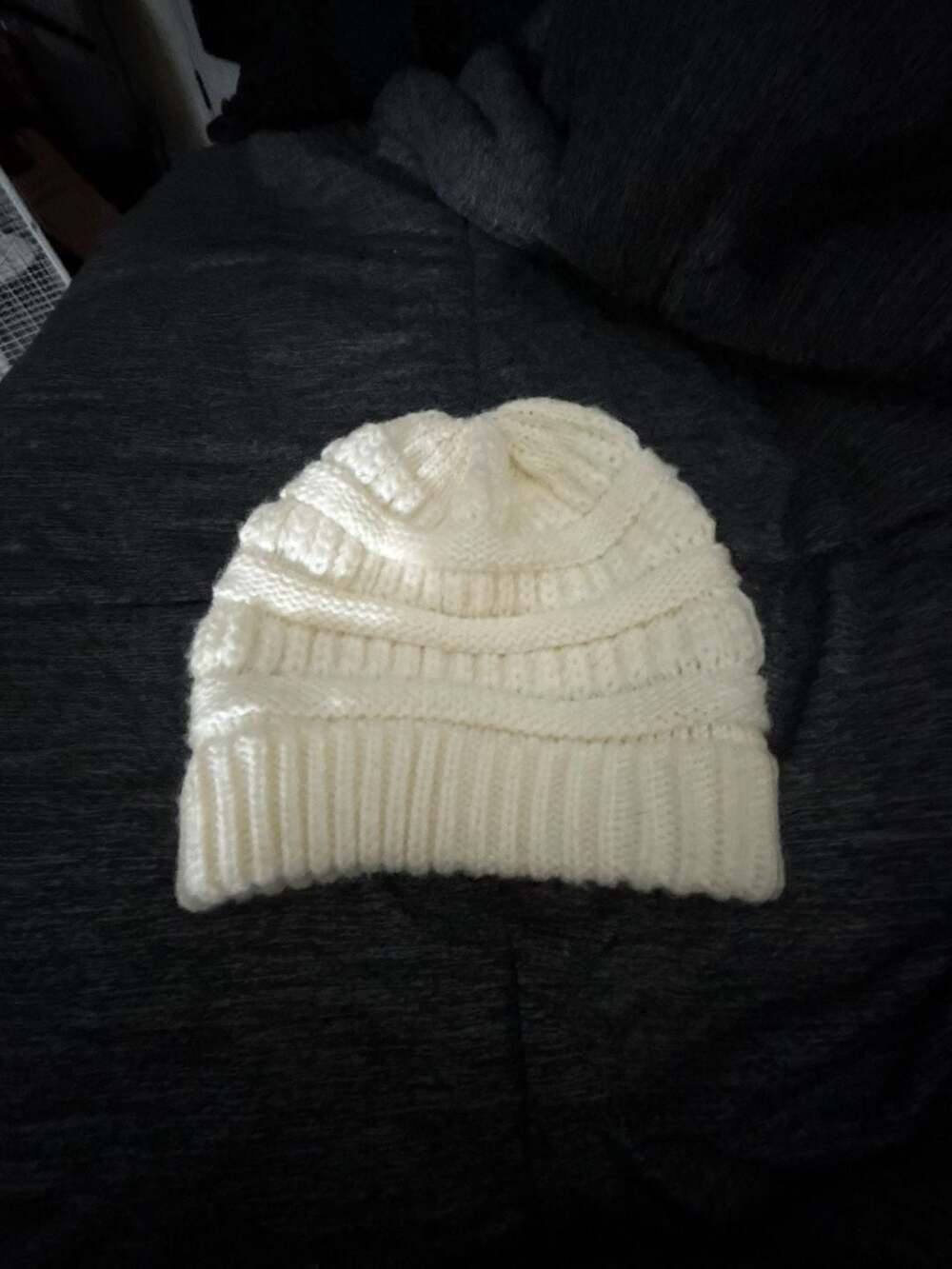 Time and Tru White Cable Knit Winter Beanie Hat